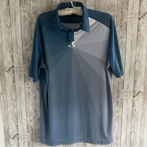 Oakley Blue and Gray Men's Polo Golf Shirt Large